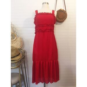 Gianni Bini Scarlet Chiffon Red Ruffle Jumper Dress NWT Holiday